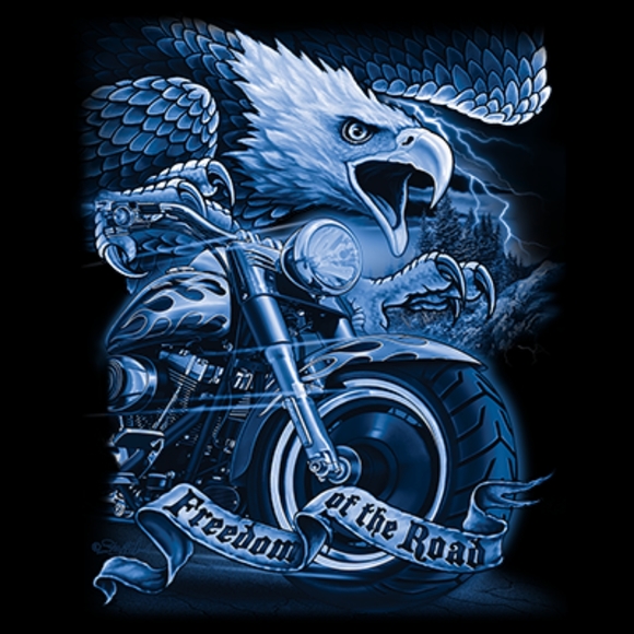 Freedom Of The Road Biker T-Shirt - Picture 2 of 2